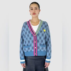 KERRI ROSENTHAL Patterned V-Neck Liv Cardigan - Size M